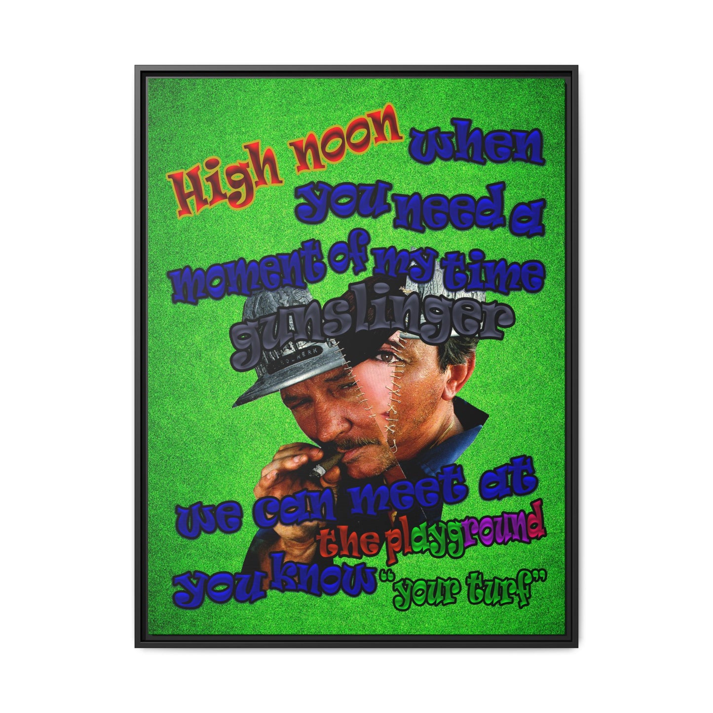 high noon - framed canvas art (green turf)