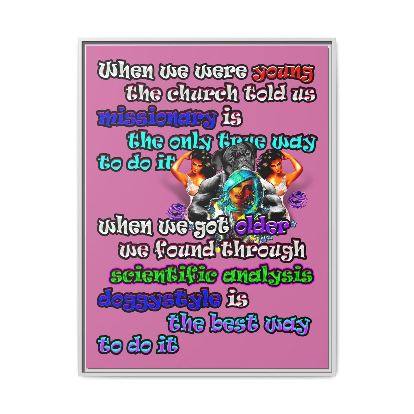 doggystyle - framed canvas art (light pink)
