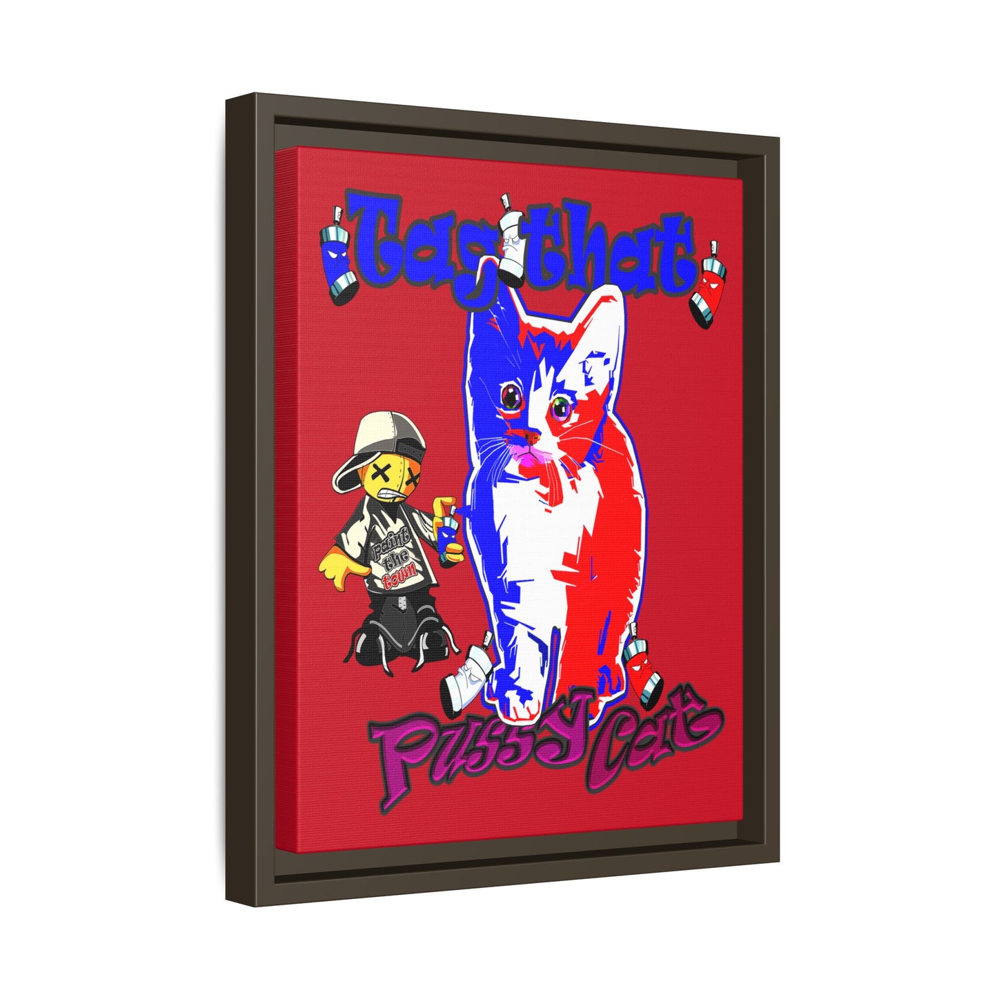 tag that - framed canvas art (dark red)