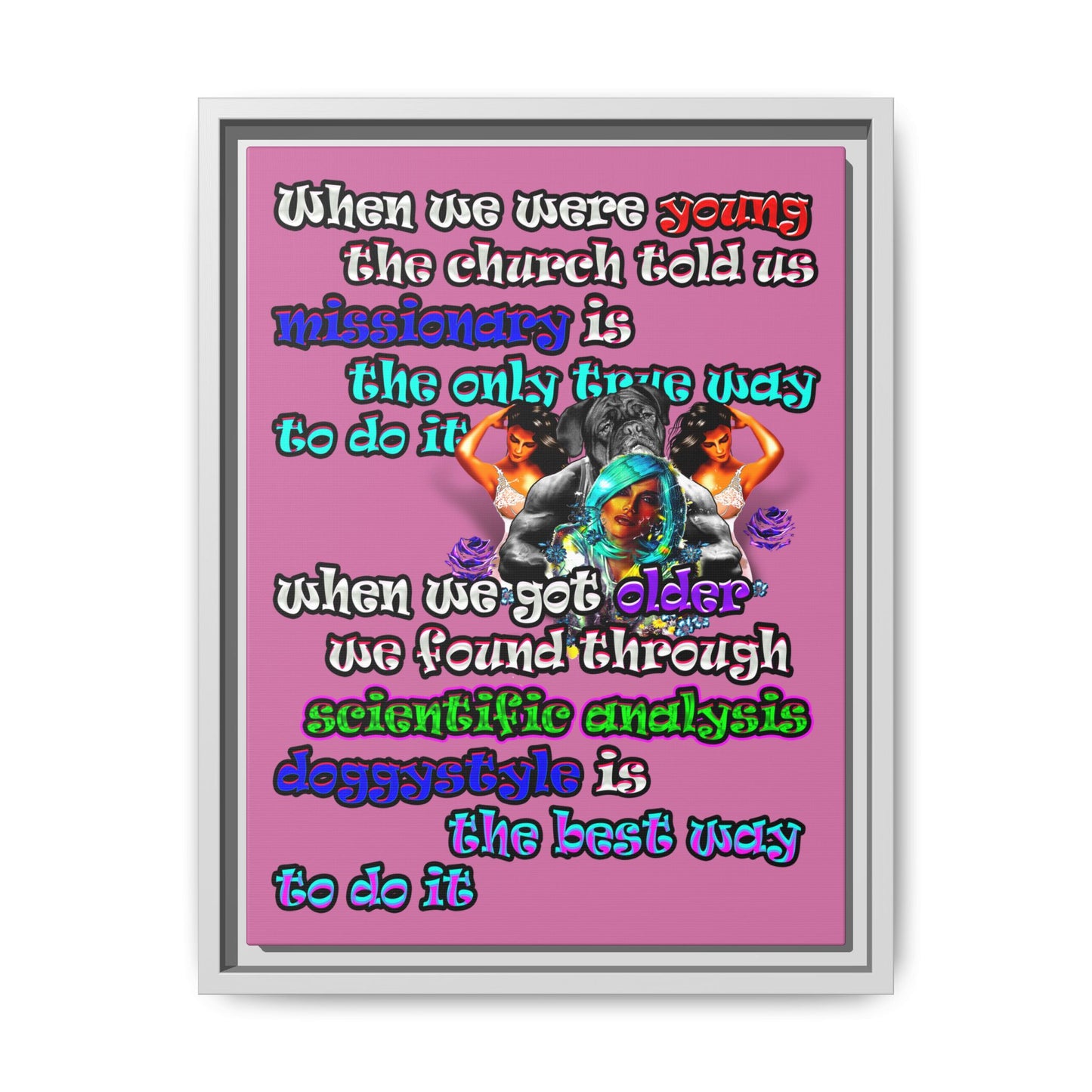 doggystyle - framed canvas art (light pink)