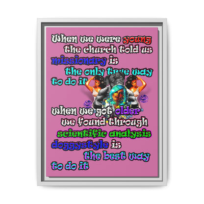 doggystyle - framed canvas art (light pink)