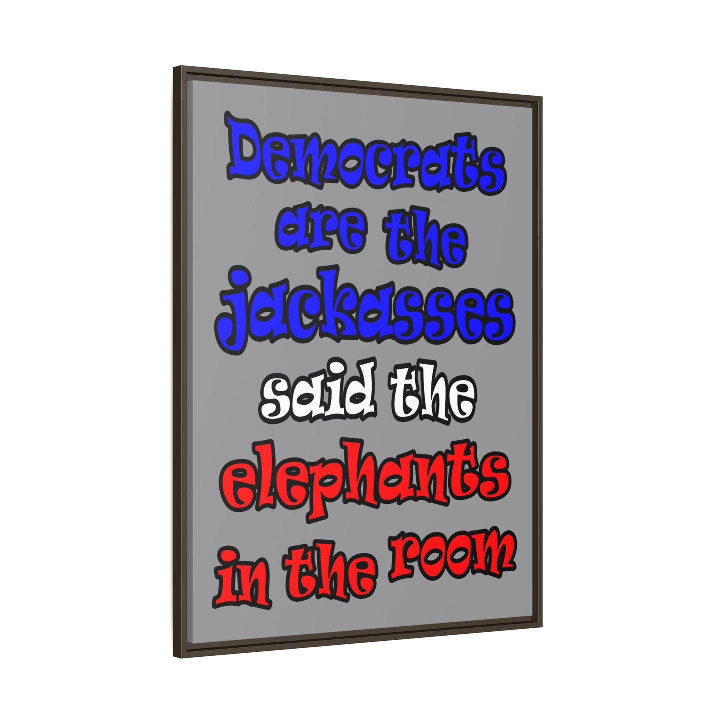 donkeys and elephants - framed canvas art (grey)