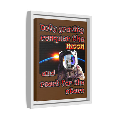 defy conquer reach - framed canvas art (brown)