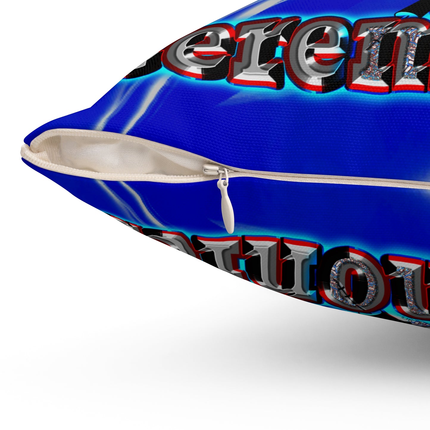 em cee squared - Spun Polyester Square Pillow - (blue-white wave)
