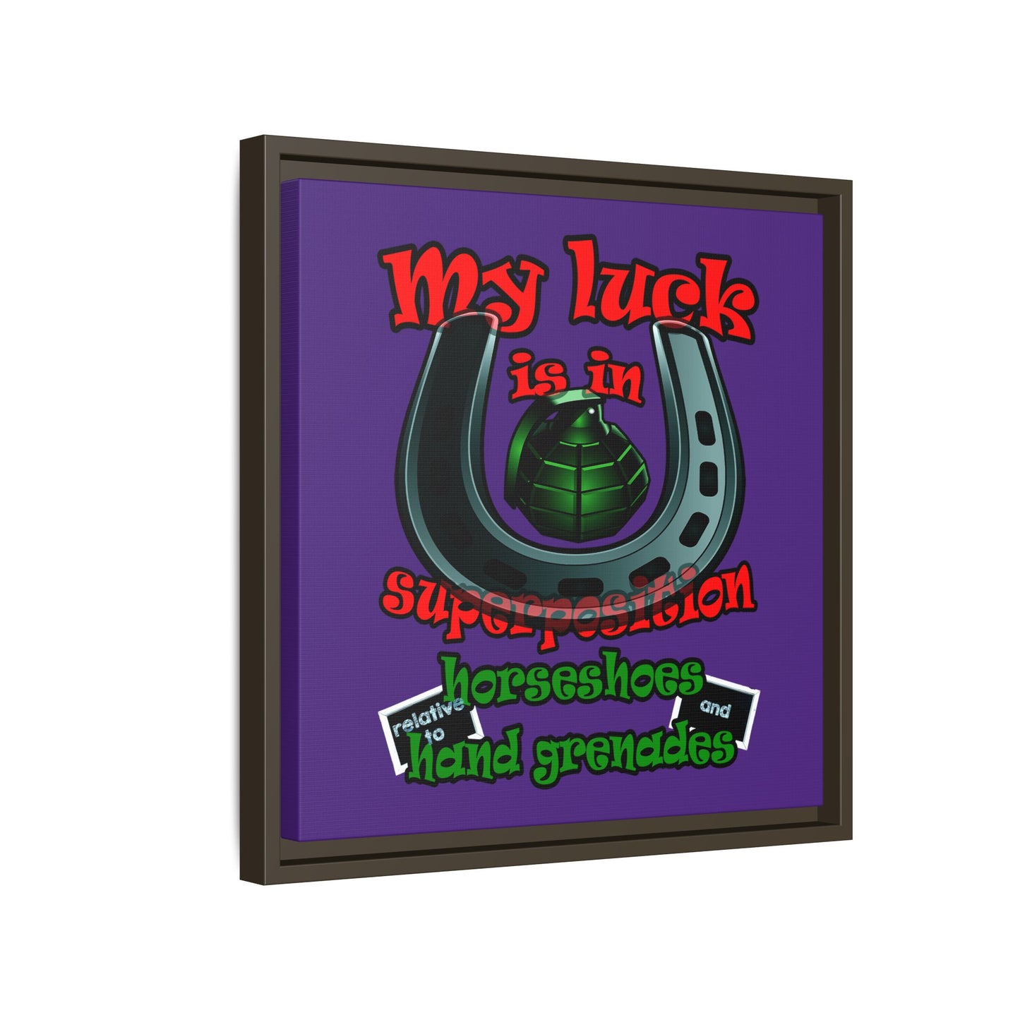my luck - framed canvas art (purple)