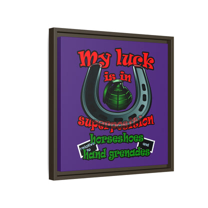 my luck - framed canvas art (purple)