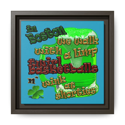 celtics logo - framed canvas art (turquoise)