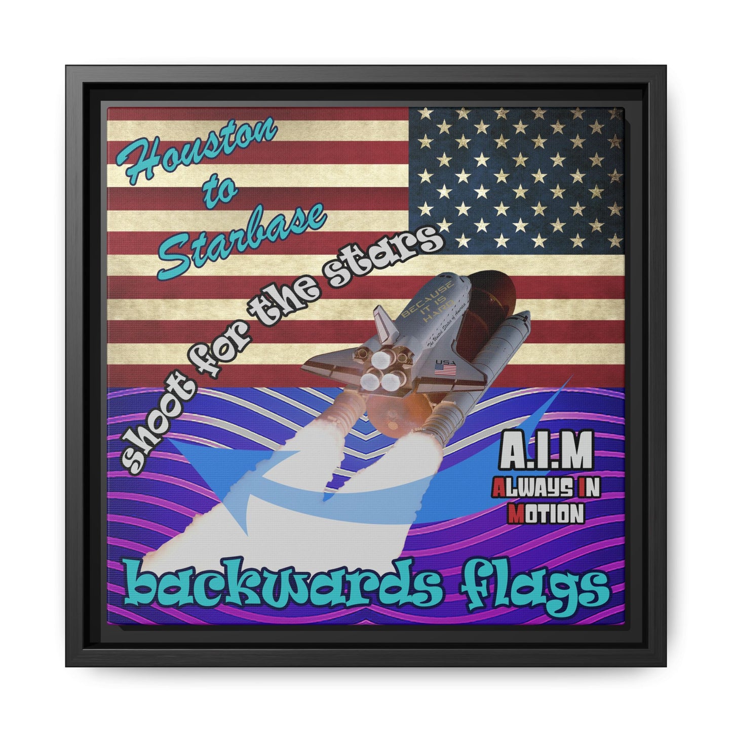 shoot for the stars - framed canvas art (purple wave)