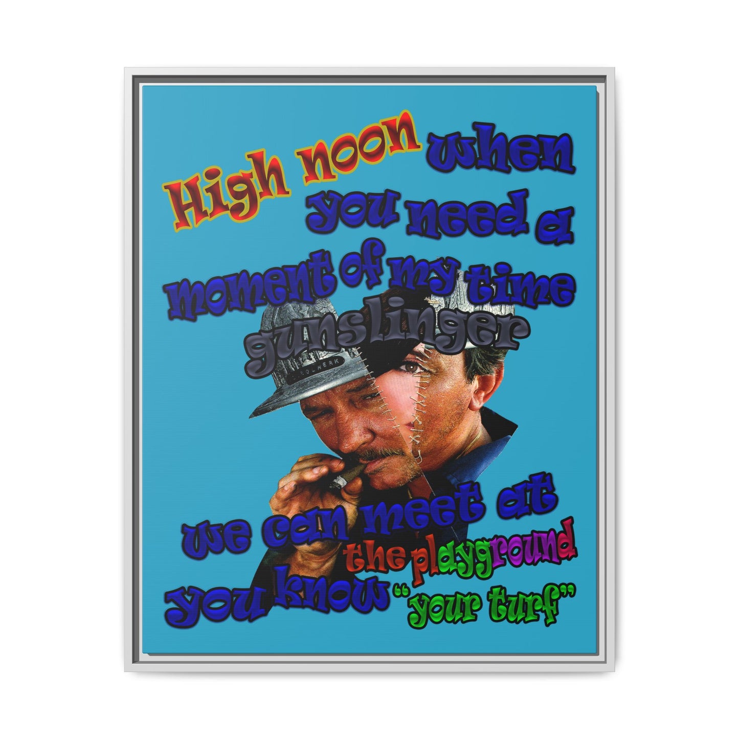 high noon - framed canvas art (turquoise)