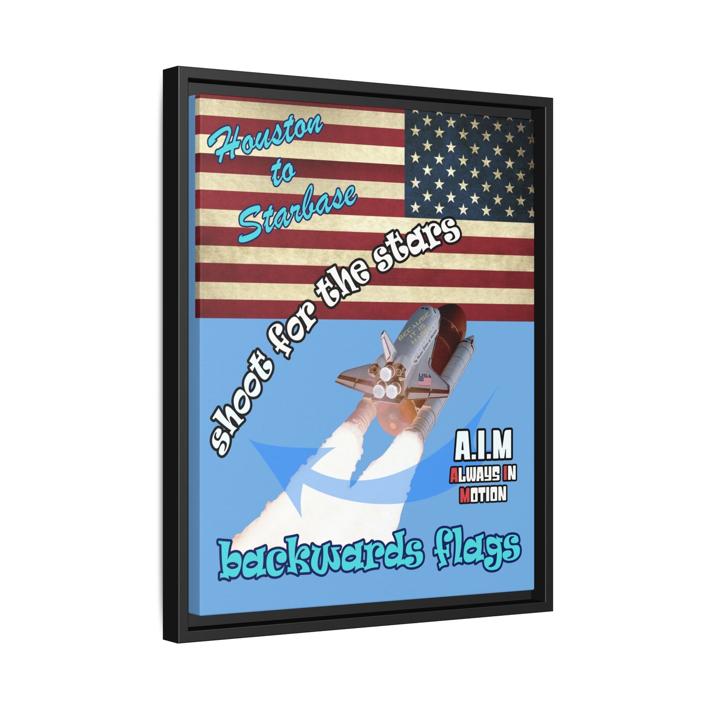 shoot for the stars - framed canvas art (light blue)