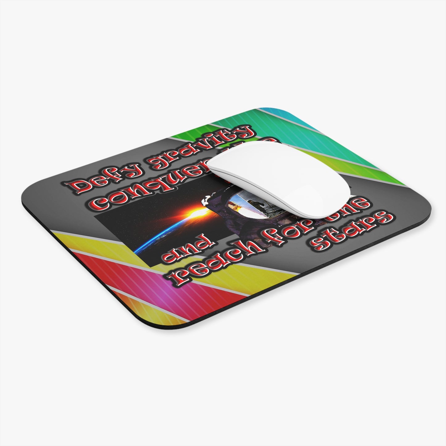 defy conquer reach - Mouse Pad (Rectangle) (rainbow split)