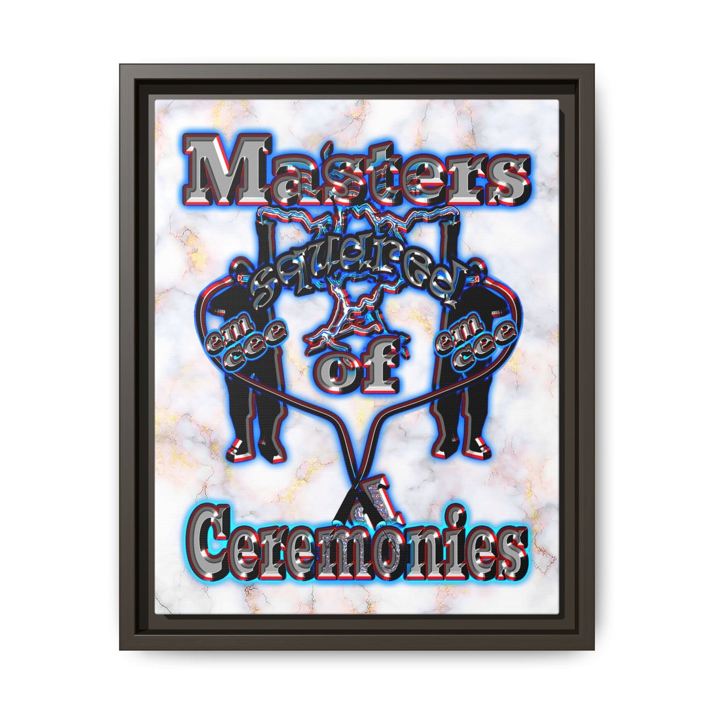 em cee squared - framed canvas art (white marble)