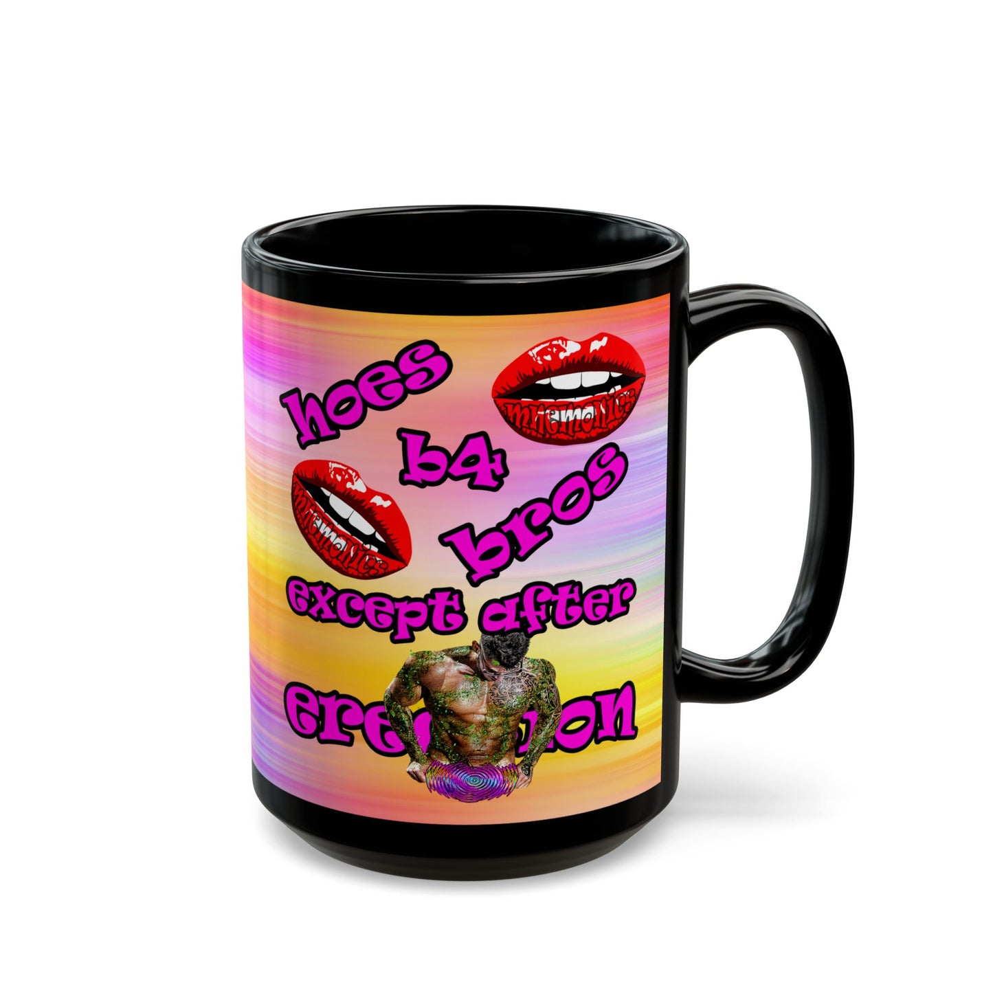 hoes b4 bros - Black Mug (color blur)