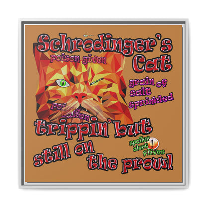 schrodinger's cat - framed canvas art (light brown)