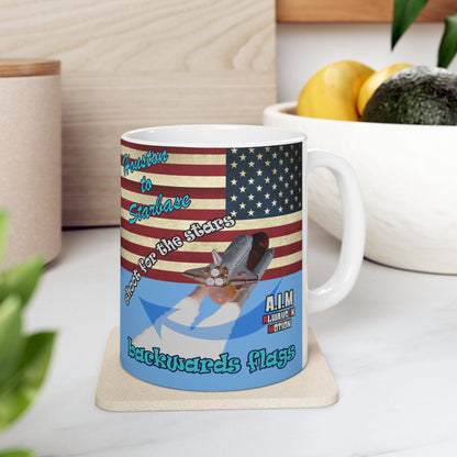 shoot for the stars - White Mug (light blue)