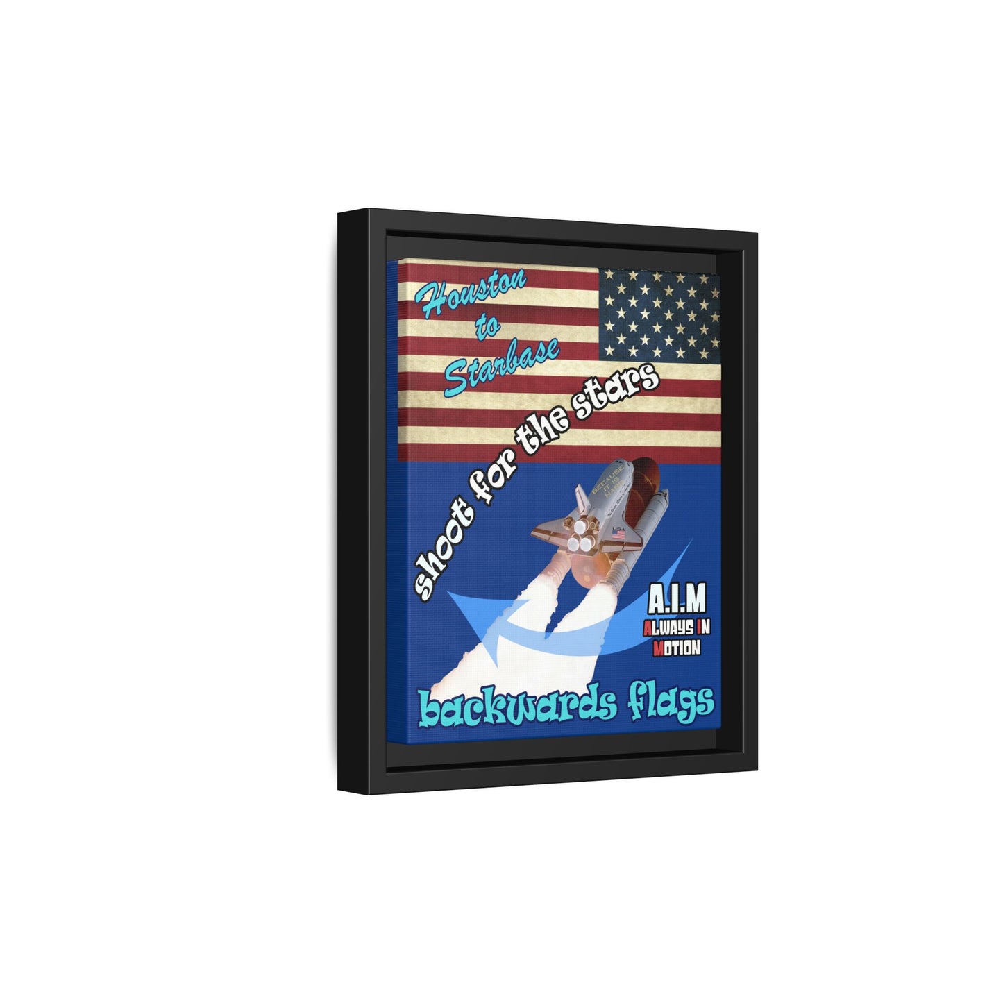 shoot for the stars - framed canvas art (dark blue)