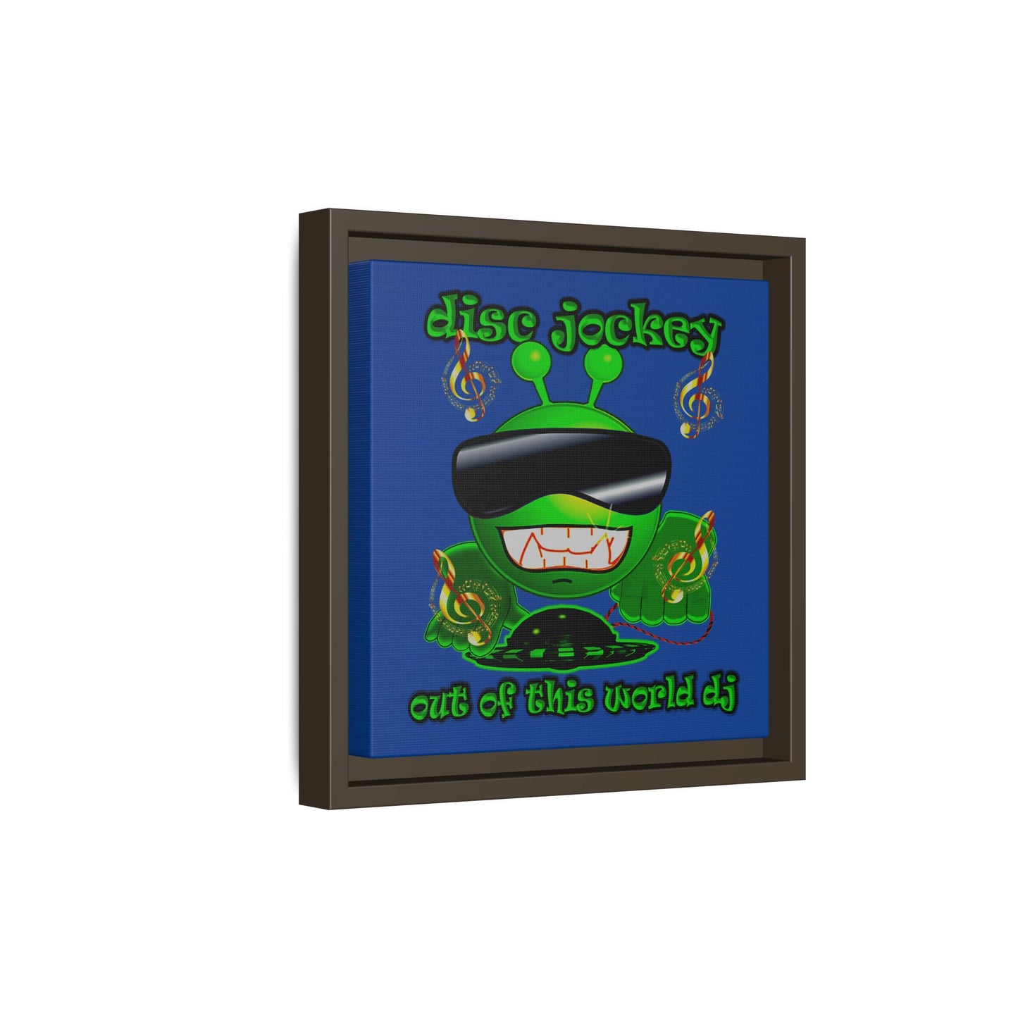 disc jockey - framed canvas art (dark blue)