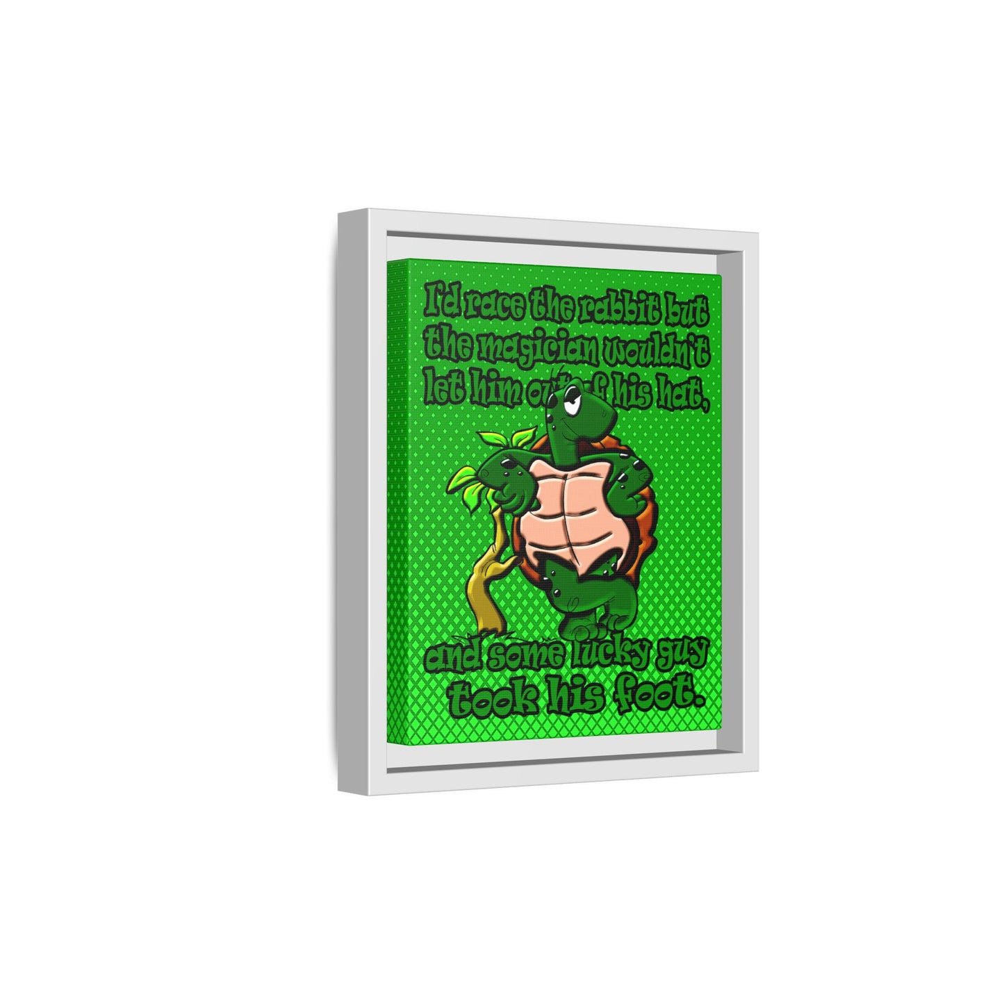 turtle race - framed canvas art (logo green)
