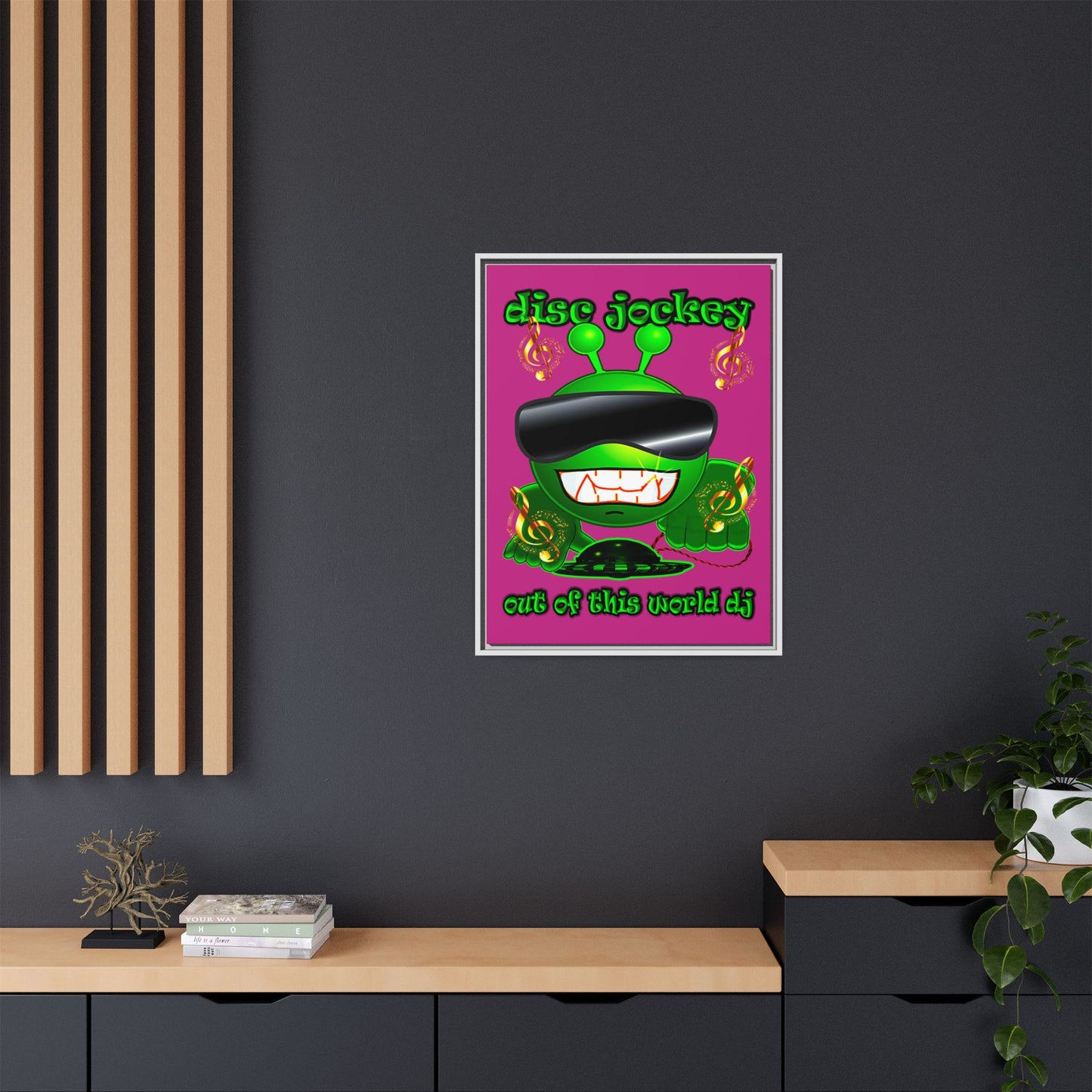 disc jockey - framed canvas art (pink)