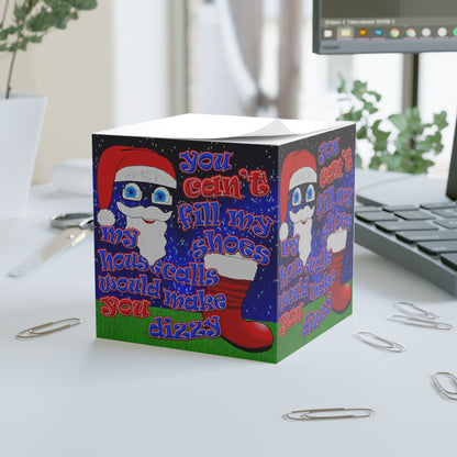 santa's shoes - note cube ('snoops' background)