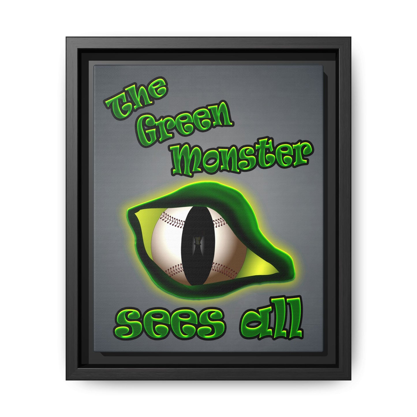 green monster - framed canvas art (grey-light grey)