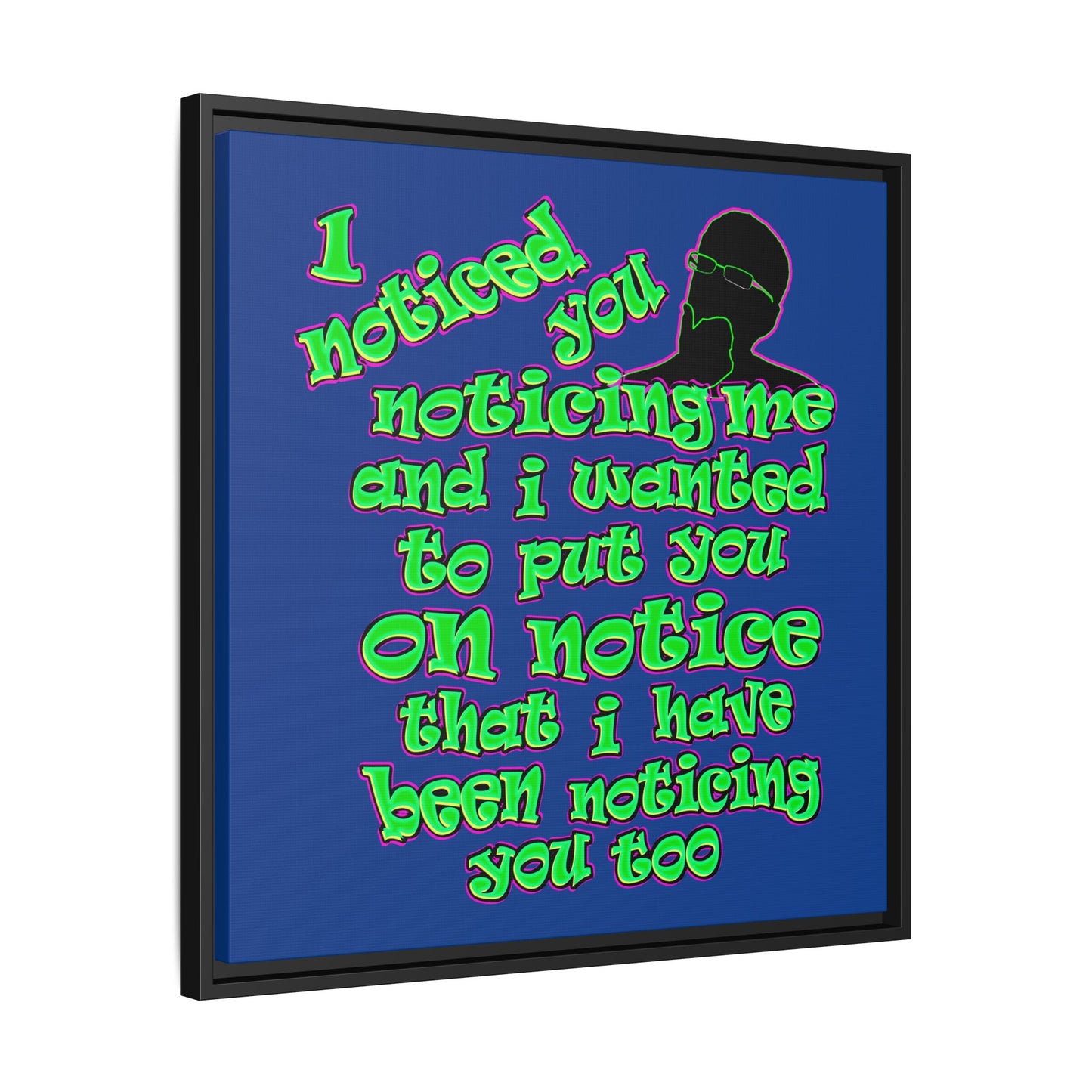 noticed you noticing - framed canvas art (dark blue)
