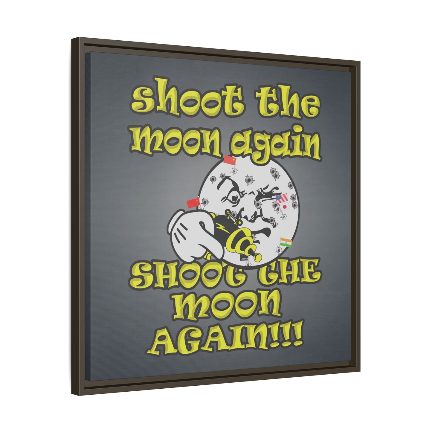 shoot the moon again - framed canvas art (grey-light grey)