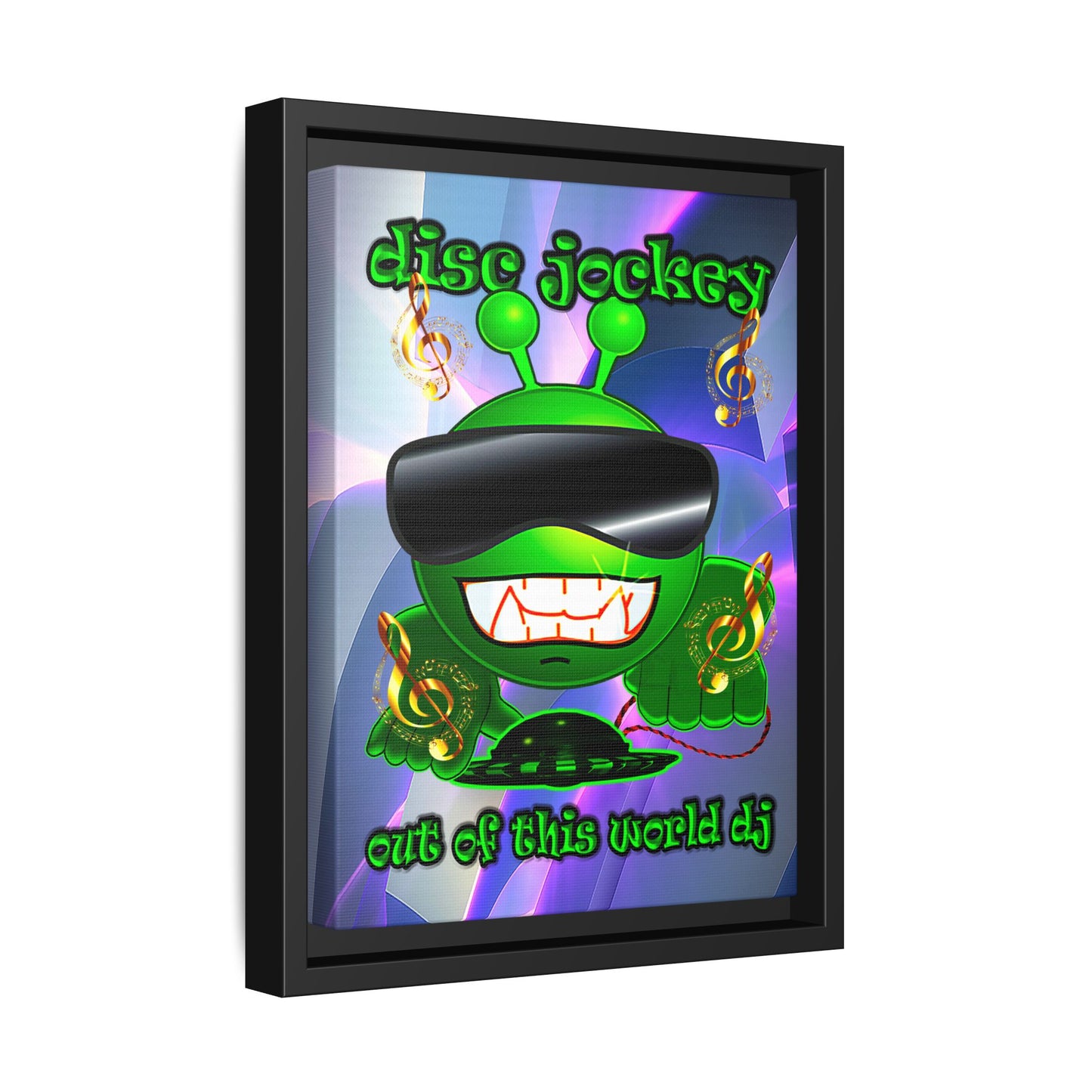 disc jockey - framed canvas art (grey-pink wave)