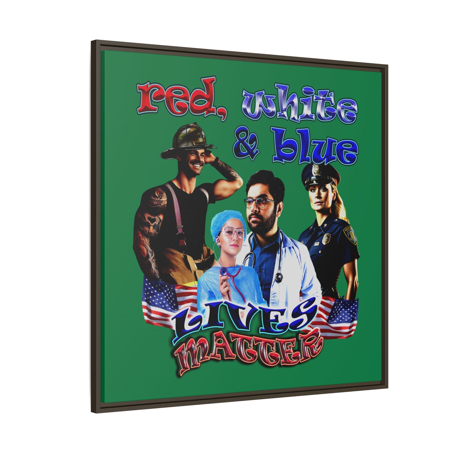 rw&b lives matter - framed canvas art (dark green)