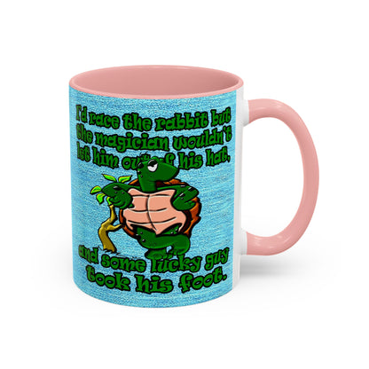 turtle race - Accent Mug (faded dark blue)