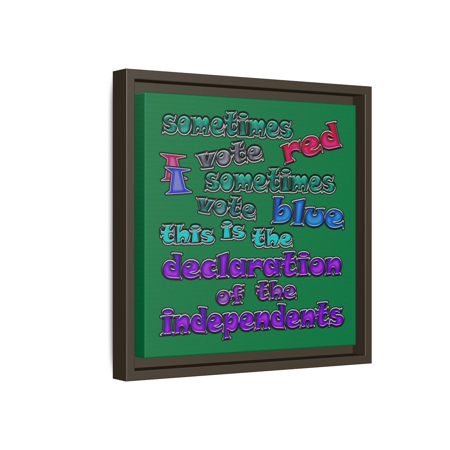 declaration of the independents - framed canvas art (dark green)