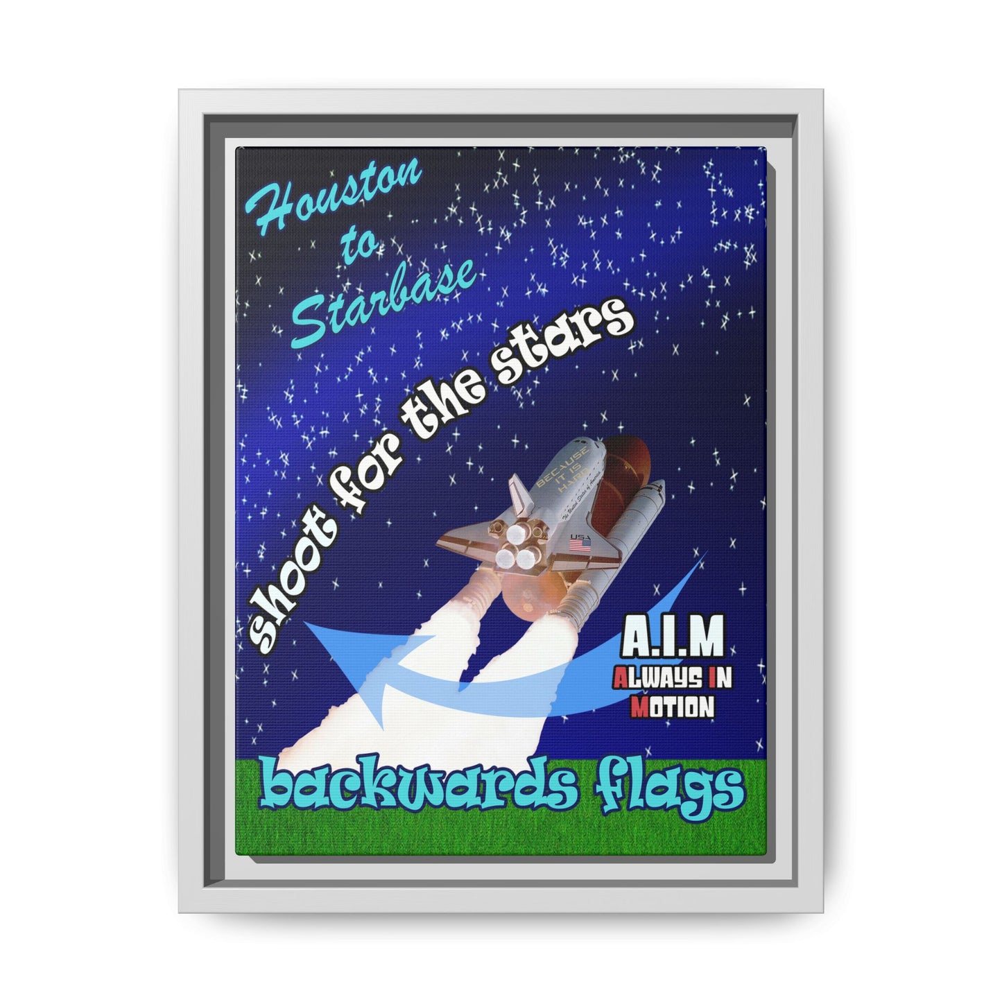 shoot for the stars - framed canvas art ('snoops' background)