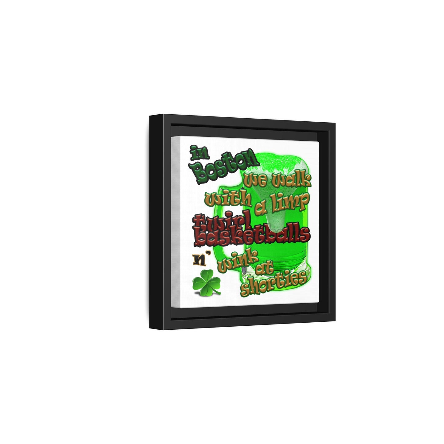 celtics logo - framed canvas art (white)