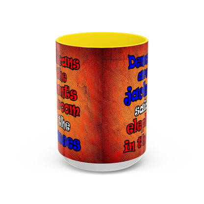 donkeys and elephants - Accent Mug (burnt orange)