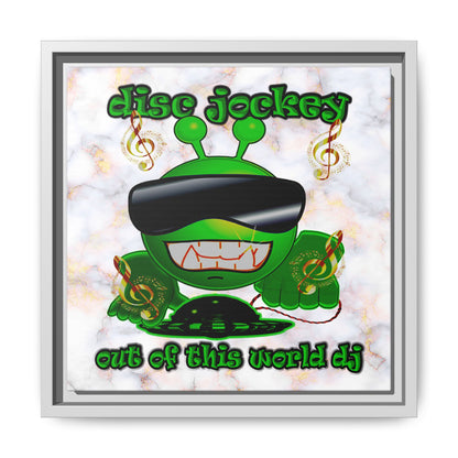 disc jockey - framed canvas art (white marble)