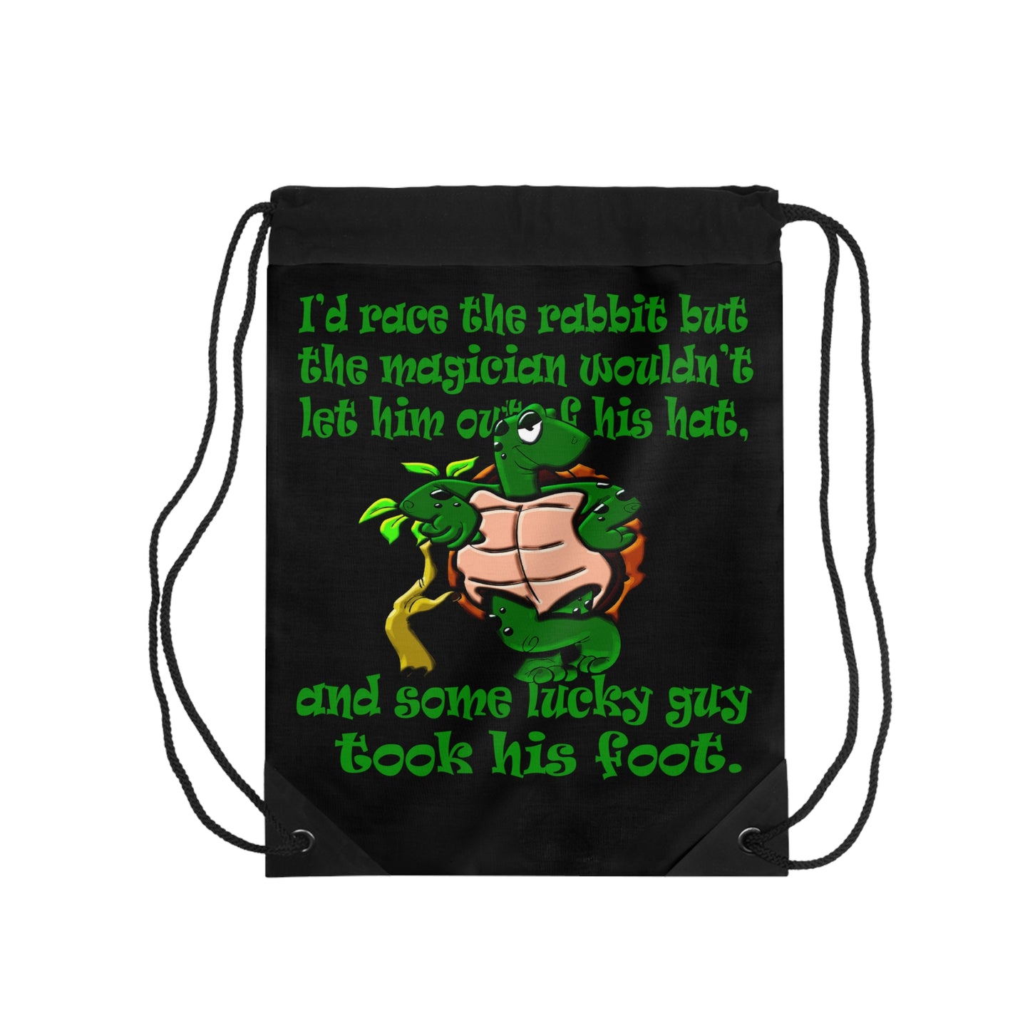 turtle race - Drawstring Bag (black)
