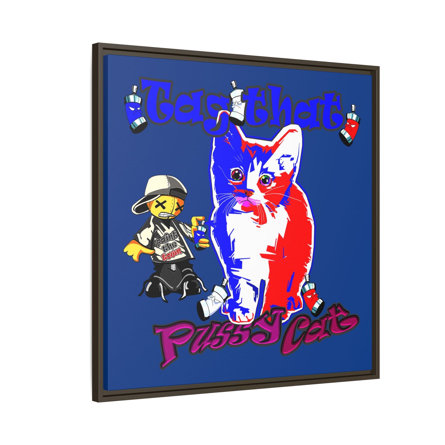 tag that - framed canvas art (dark blue)