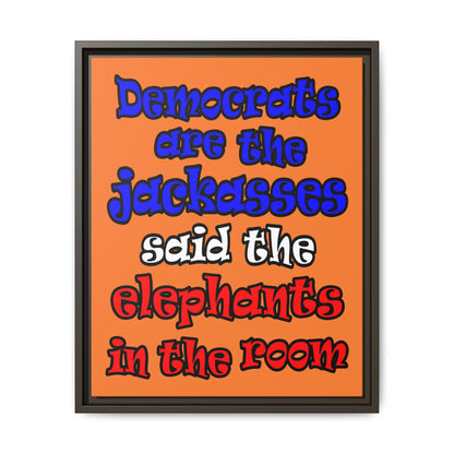 donkeys and elephants - framed canvas art (crusta)