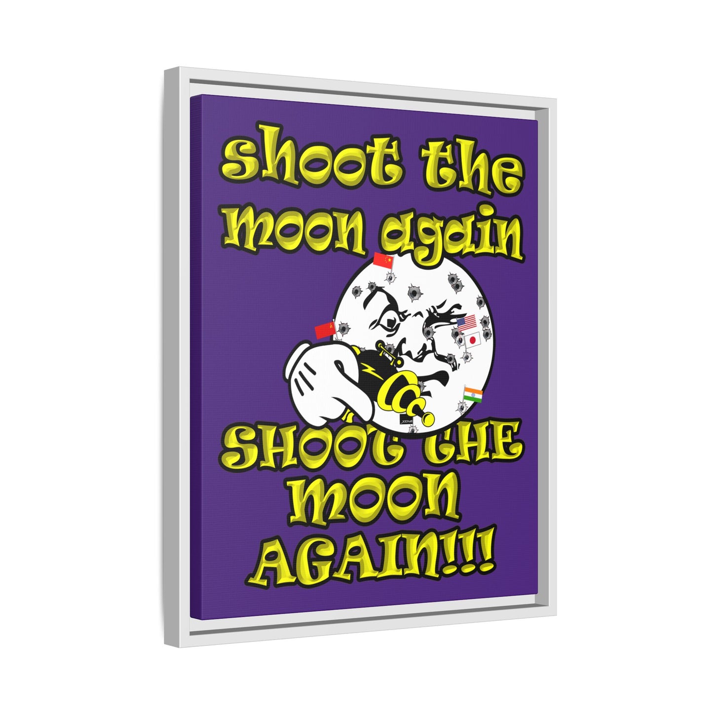 shoot the moon again - framed canvas art (purple)