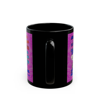 drop the beat - Black Mug (pink swirl)