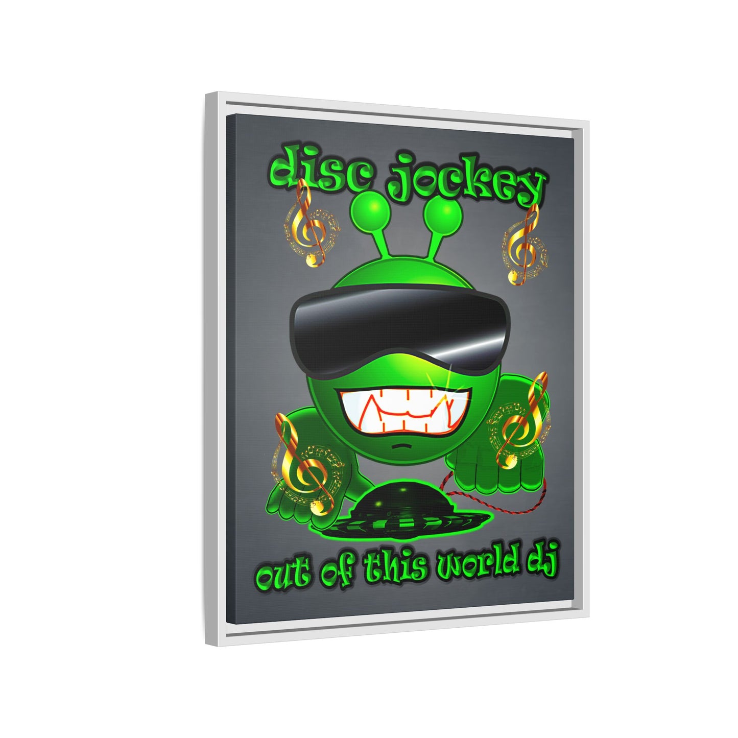 disc jockey - framed canvas art (grey-light grey)