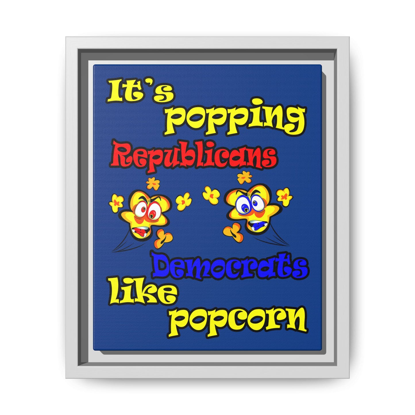 popping like popcorn - framed canvas art (dark blue)