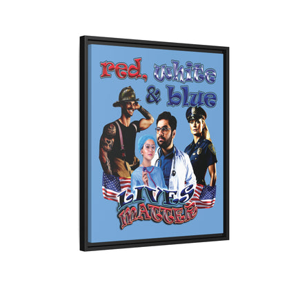 rw&b lives matter - framed canvas art (light blue)