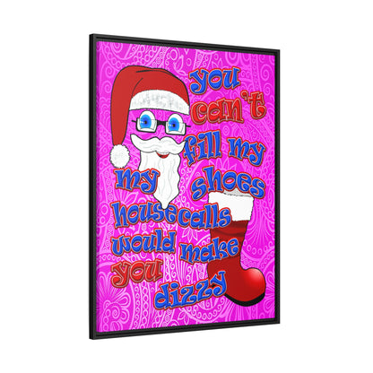 santa's shoes - framed canvas art (pink swirl)