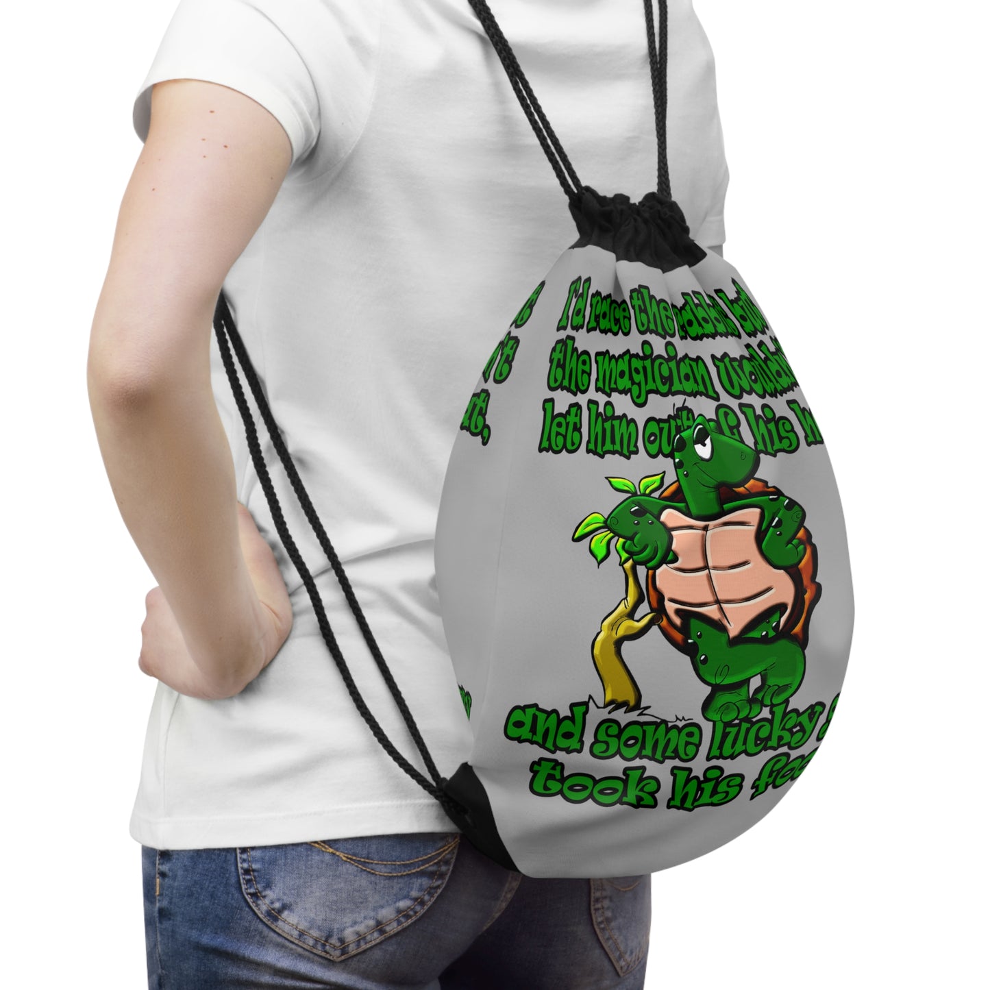 turtle race - Drawstring Bag (light grey)