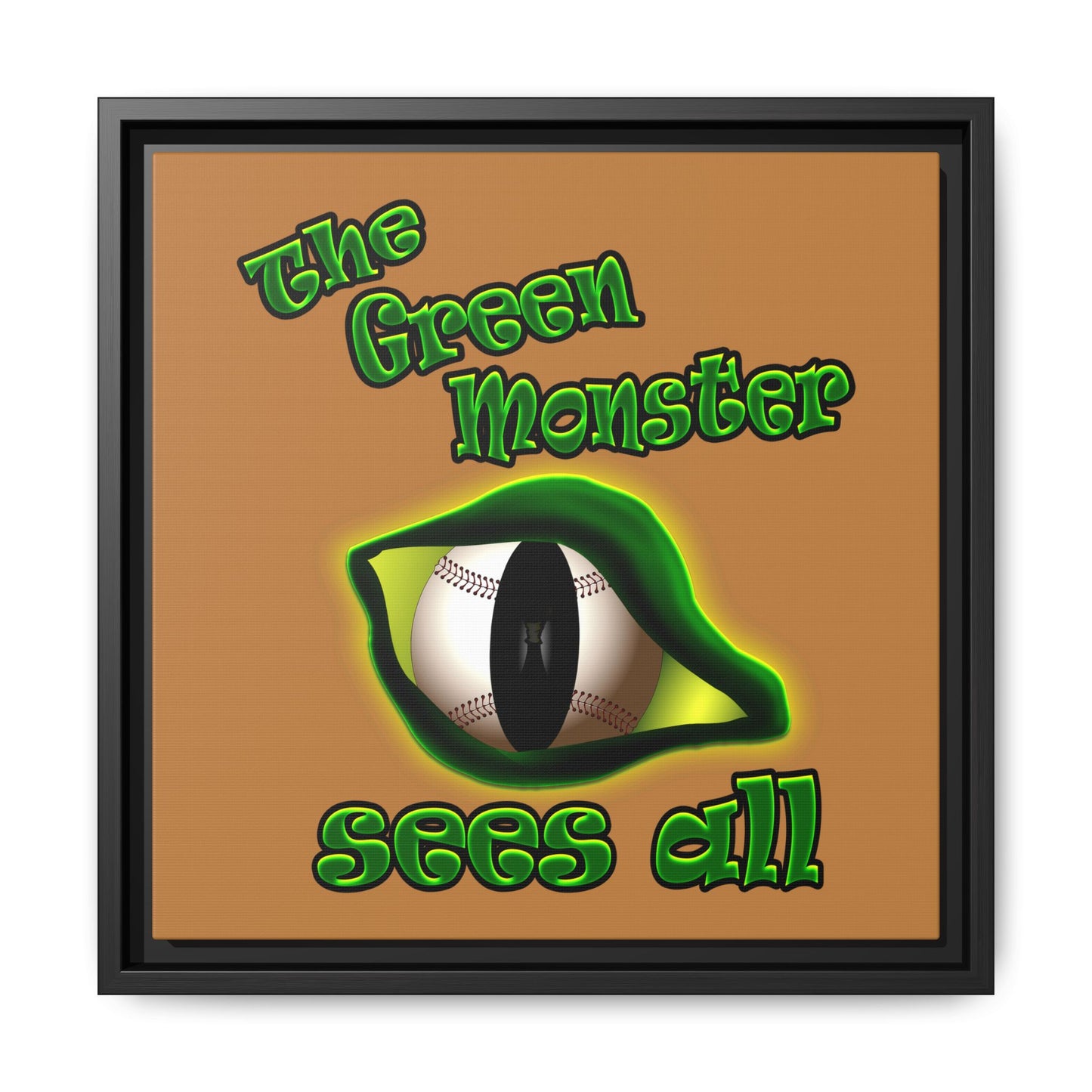 green monster - framed canvas art (light brown)