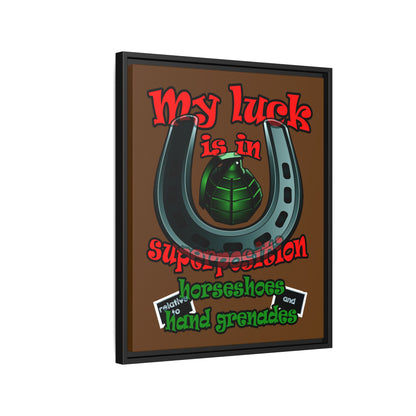 my luck - framed canvas art (brown)