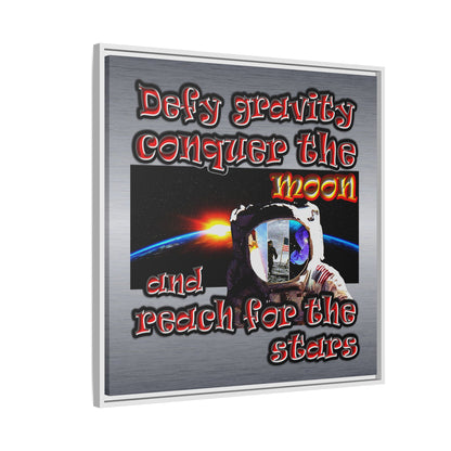 defy conquer reach - framed canvas art (brushed nickel)