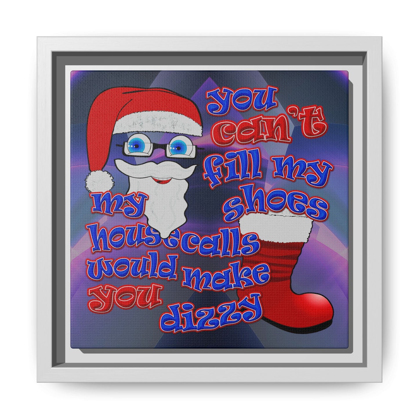 santa's shoes - framed canvas art (grey-pink wave)