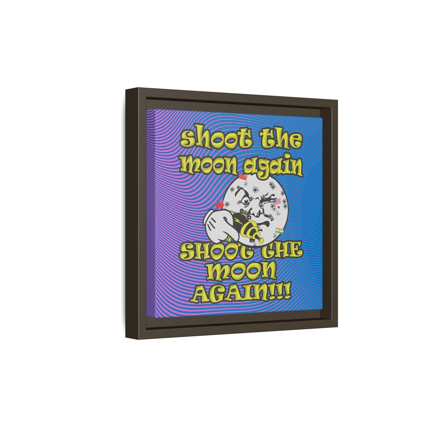 shoot the moon again - framed canvas art (light blue-purple wave)